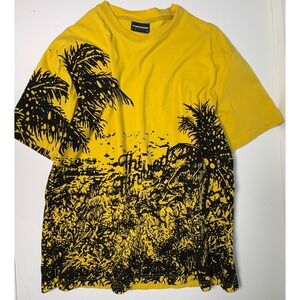 The Hundreds XL mens T-Shirt Yellow Black Palm Tree Graphic Streetwear Excellent